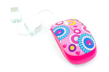 Image showing The pink mouse optical mouse 