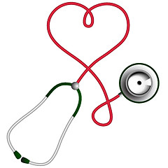 Image showing Heart shape stethoscope. Cardiology concept.