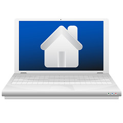 Image showing Laptop and house. Real estate concept.