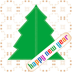 Image showing new year and christmas tree applique on vintage background