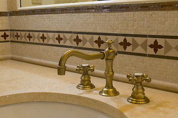 Image showing tile detail faucet bathroom