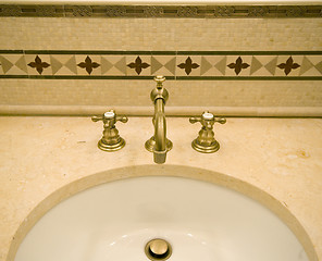 Image showing tile detail faucet bathroom