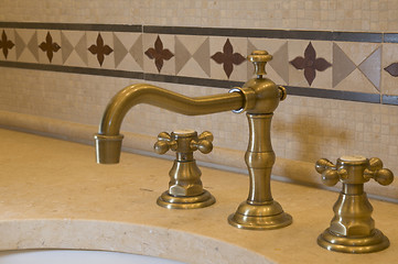 Image showing tile detail faucet bathroom