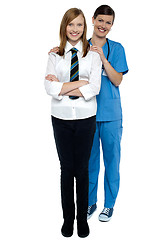 Image showing Full length portrait of a doctor with her patient