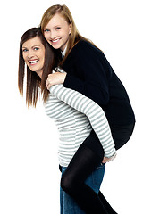 Image showing Fun loving duo of mother and daughter