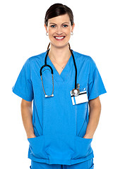 Image showing Female doctor with stethoscope around her neck