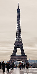 Image showing Eiffel Tower in a Cloudy Winter Day