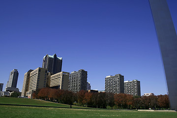 Image showing Downtown St. Louis under the Arch