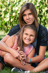 Image showing Happy sisters