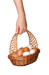 Image showing Basket with eggs