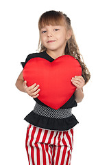 Image showing Little girl with red heart