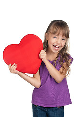 Image showing Little girl with red heart