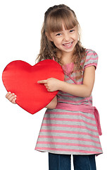 Image showing Little girl with red heart