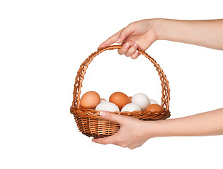 Image showing Basket with eggs