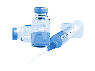 Image showing Medical Ampoules and Syringe Isolated on White.