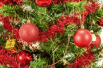 Image showing Decorated christmas tree on white background