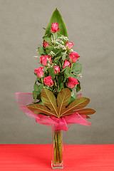 Image showing bouquet of red roses in vase 