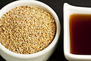 Image showing sesame oil and sesame 