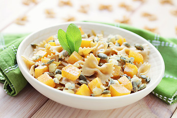 Image showing pasta with roasted pumpkin 