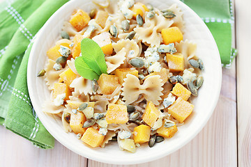 Image showing pasta with roasted pumpkin 