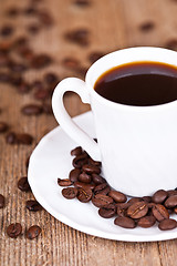 Image showing cup of coffee and beans 