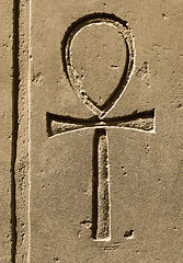 Image showing Ancient egypt symbol Ankh carved on the stone