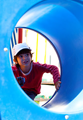 Image showing smiling little boy in a baseball cap