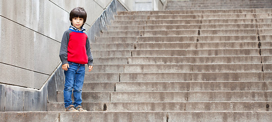 Image showing boy on the stairs