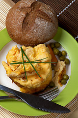Image showing Omelet and Bun