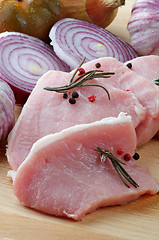 Image showing Arrangement of Raw Pork Loin Chops