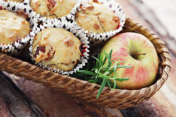 Image showing muffins with becon and apple