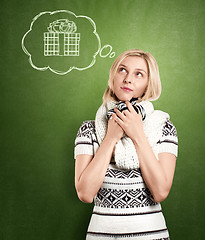 Image showing Woman Waiting For Christmas