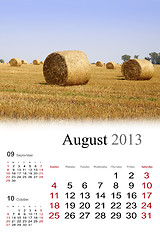 Image showing 2013 Calendar.August