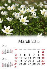 Image showing 2013 Calendar. March.