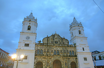 Image showing Panama Cathedral in sunset