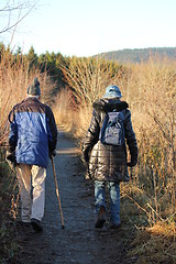 Image showing Old couple out hiking