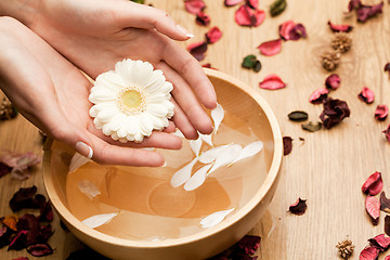 Image showing Spa.Woman's Hands with flower