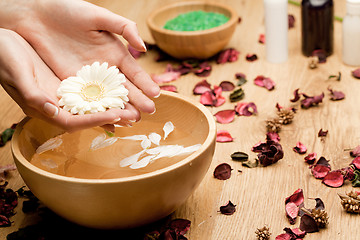 Image showing Spa.Woman's Hands with flower