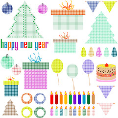 Image showing Set of Christmas and New Year textile elements