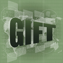 Image showing gift word on digital screen - holiday concept