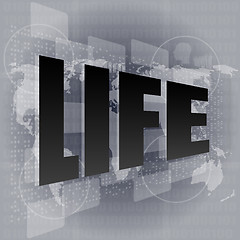 Image showing Life style concept: words life on digital screen