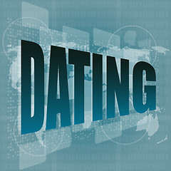 Image showing dating word showing romance and love on digital screen