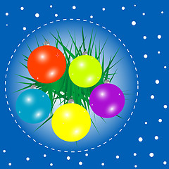 Image showing christmas background with baubles and christmas fir