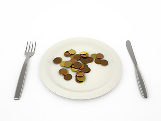 Image showing Coins in a plate