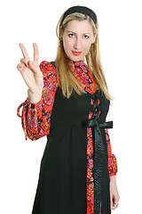 Image showing Woman and Peace sign