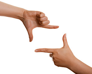 Image showing frame of the fingers on a white background