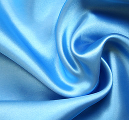 Image showing Smooth elegant blue silk as background