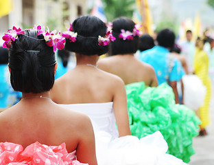 Image showing Tropical dancers prepare to perform a traditional dance