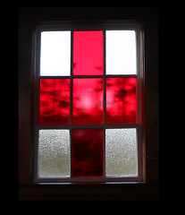 Image showing Red stained glass window