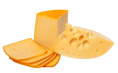 Image showing Pieces and slices of cheese